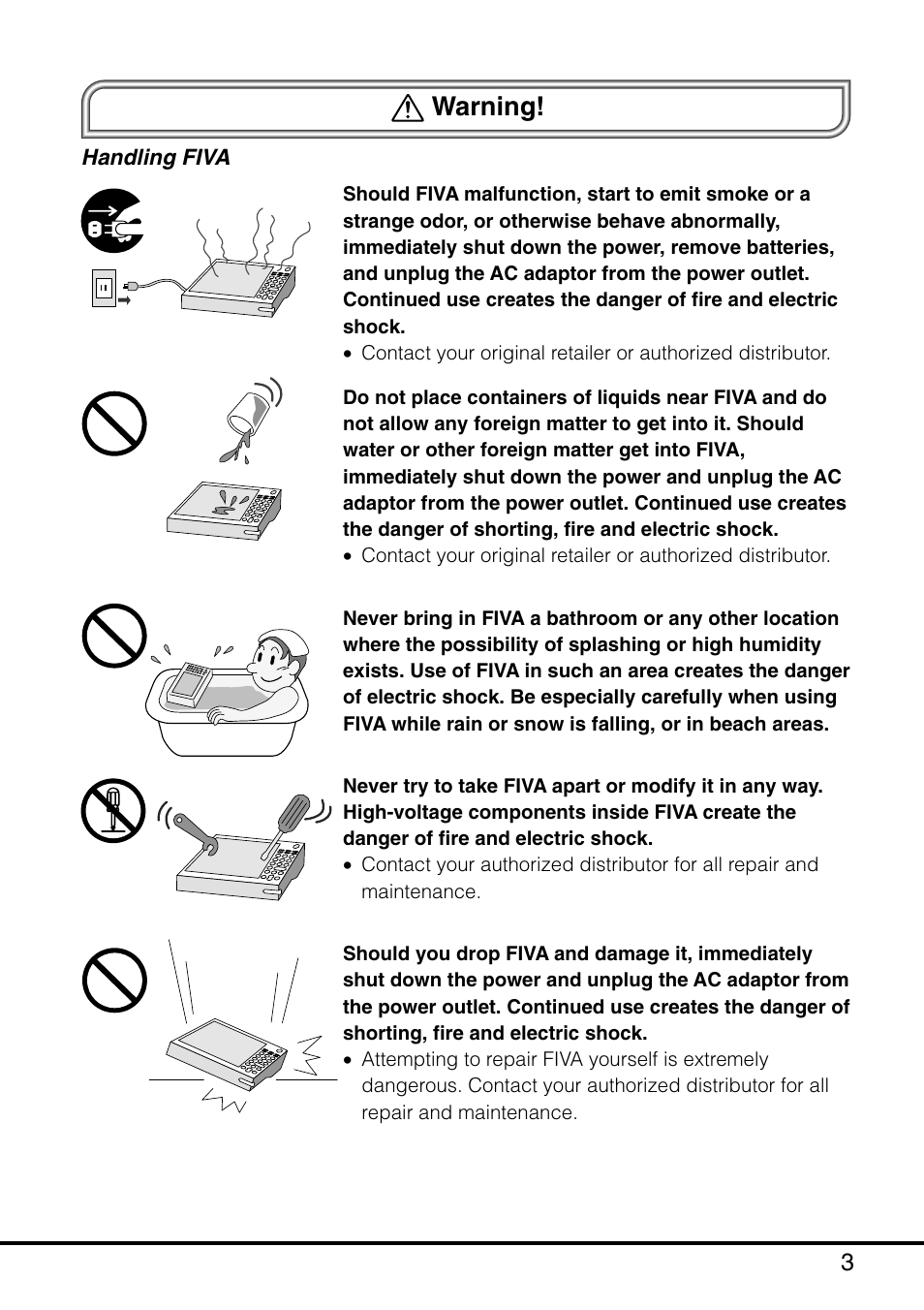 Warning | Casio MPC-501 User Manual | Page 5 / 126