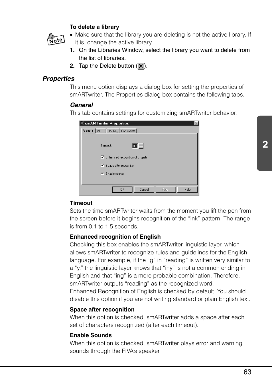 Properties, Ties dialog box, See “properties” on | Casio MPC-501 User Manual | Page 63 / 126