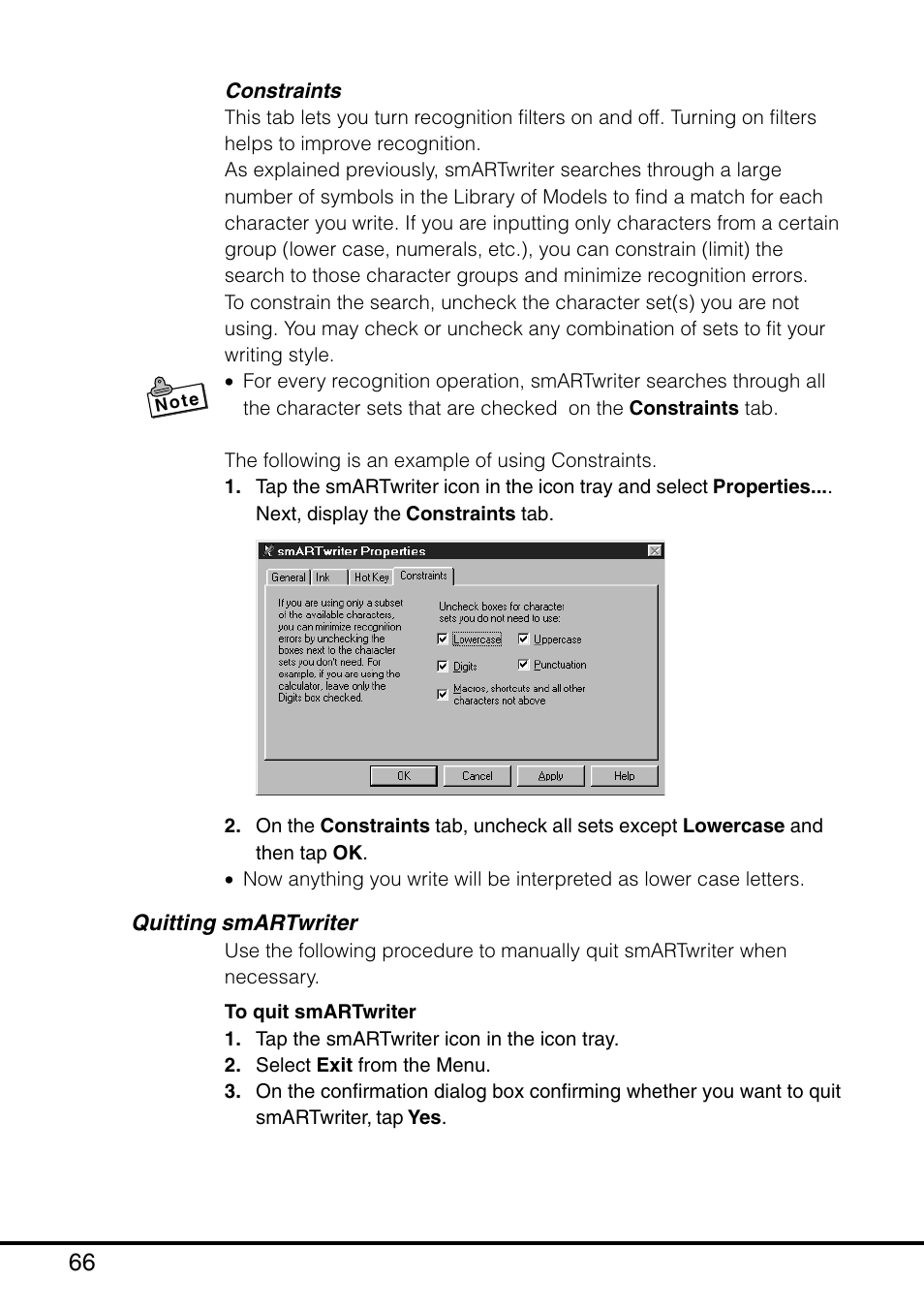 Quitting smartwriter | Casio MPC-501 User Manual | Page 66 / 126