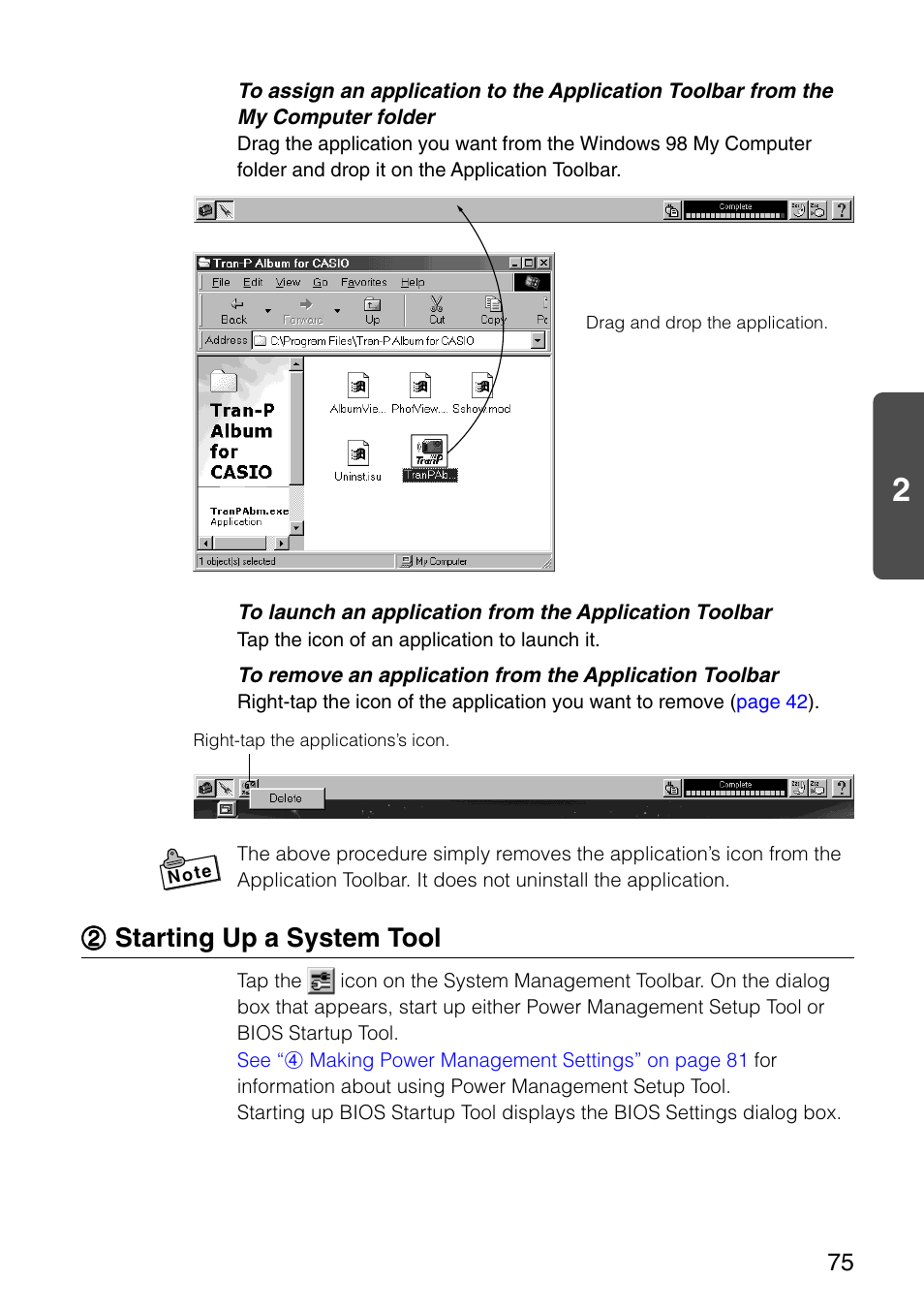 2 starting up a system tool, 22 starting up a system tool | Casio MPC-501 User Manual | Page 75 / 126