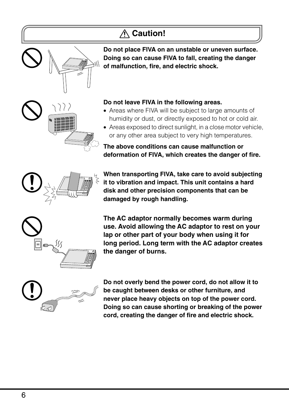 Caution | Casio MPC-501 User Manual | Page 8 / 126