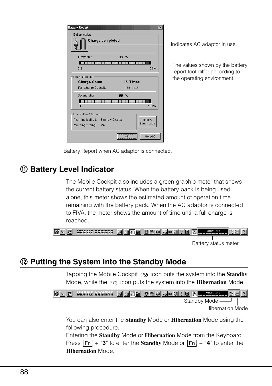 Mode, Qq battery level indicator, Ww putting the system into the standby mode | Casio MPC-501 User Manual | Page 88 / 126