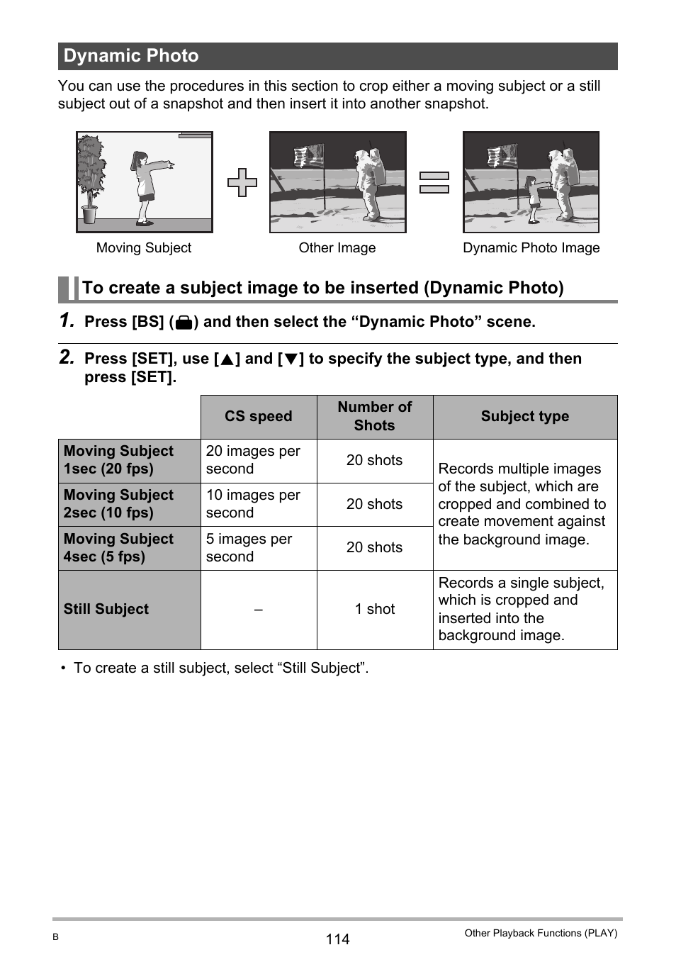 Dynamic photo | Casio EXILIM EX S 12 User Manual | Page 114 / 216