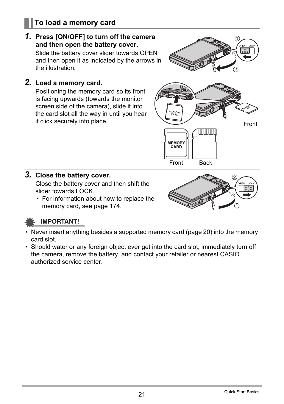 To load a memory card | Casio EXILIM EX S 12 User Manual | Page 21 / 216