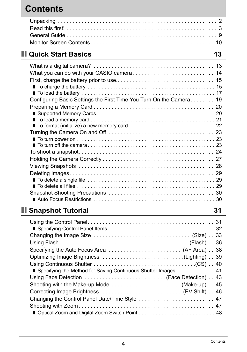 Casio EXILIM EX S 12 User Manual | Page 4 / 216