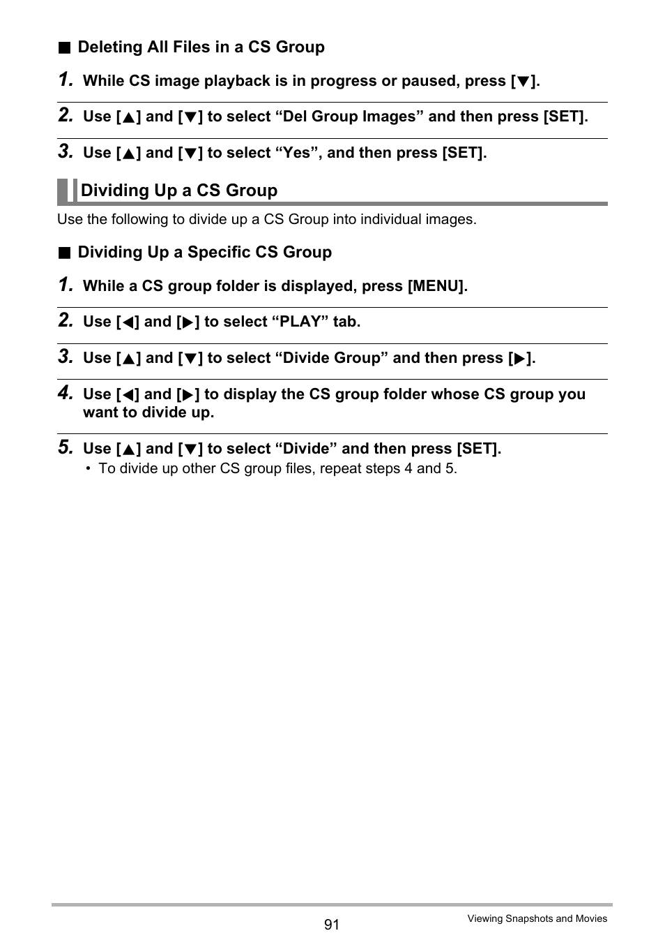 Dividing up a cs group | Casio EXILIM EX S 12 User Manual | Page 91 / 216