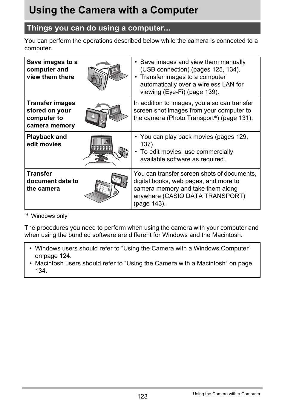 Using the camera with a computer, Things you can do using a computer | Casio EX-S12 User Manual | Page 123 / 216