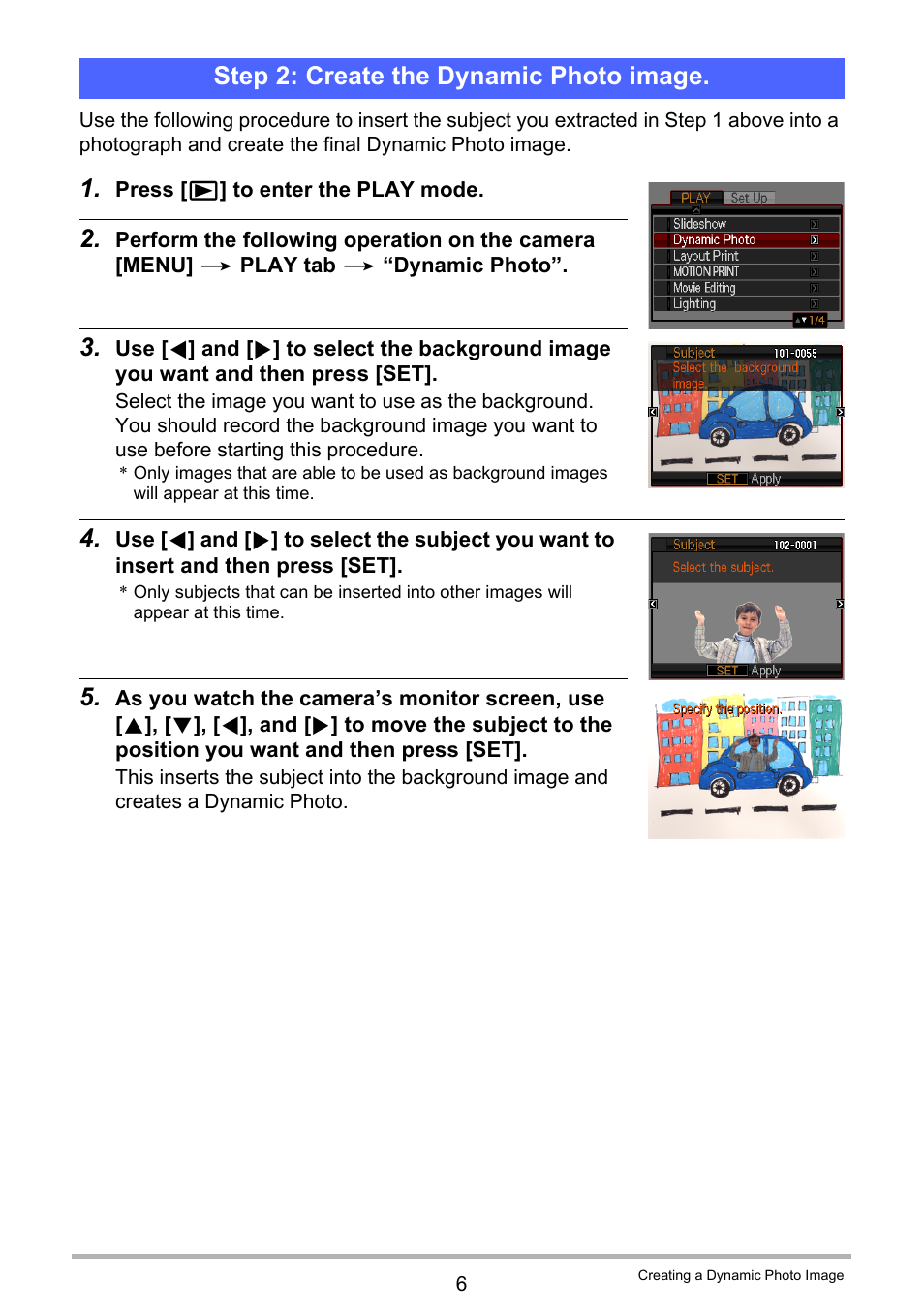 Step 2: create the dynamic photo image | Casio EX-S12 User Manual | Page 200 / 216