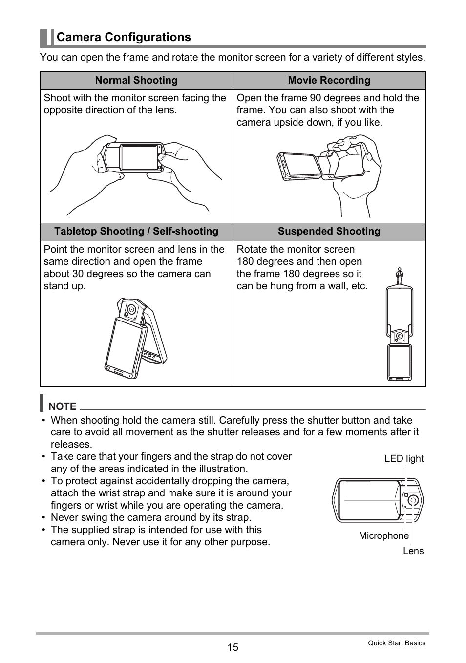 Camera configurations | Casio TRYX EX-TR100 User Manual | Page 15 / 127