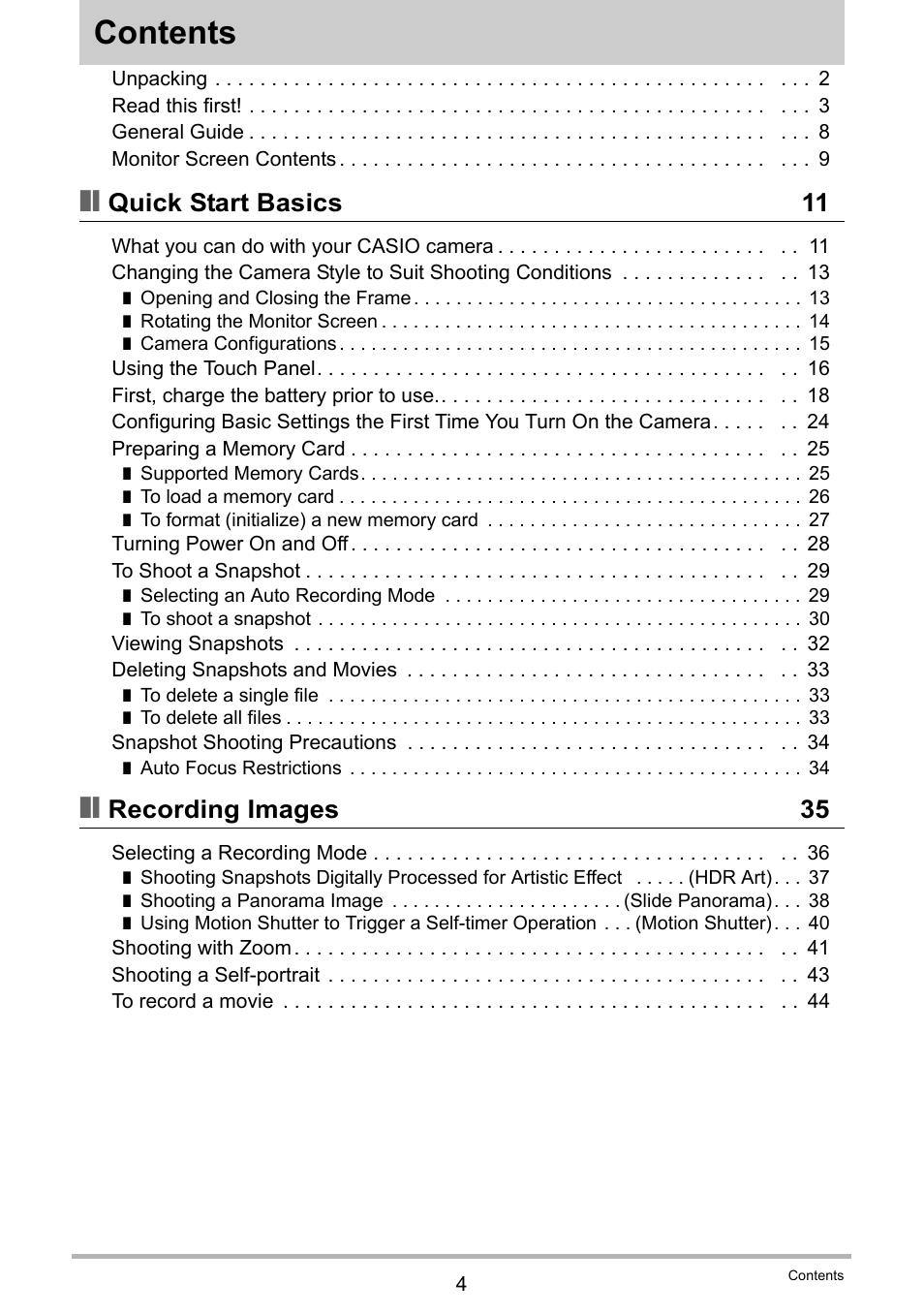 Casio TRYX EX-TR100 User Manual | Page 4 / 127