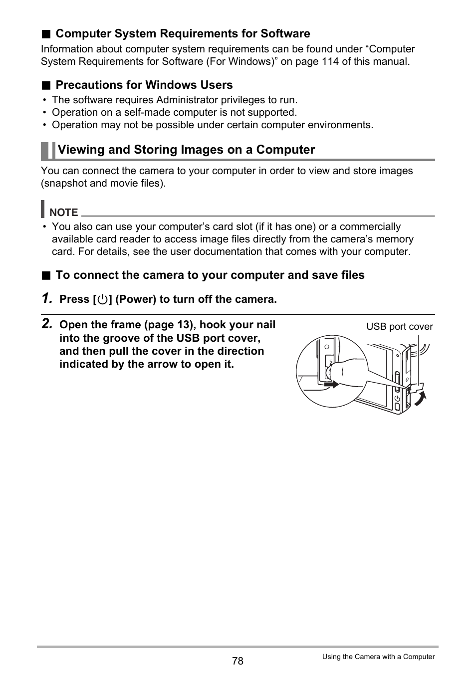 Viewing and storing images on a computer | Casio TRYX EX-TR100 User Manual | Page 78 / 127