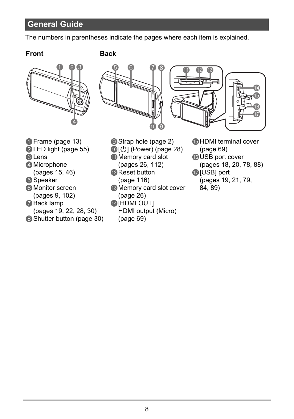 General guide | Casio TRYX EX-TR100 User Manual | Page 8 / 127