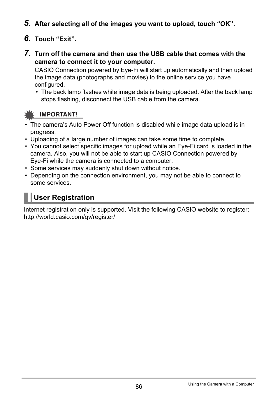 User registration | Casio TRYX EX-TR100 User Manual | Page 86 / 127