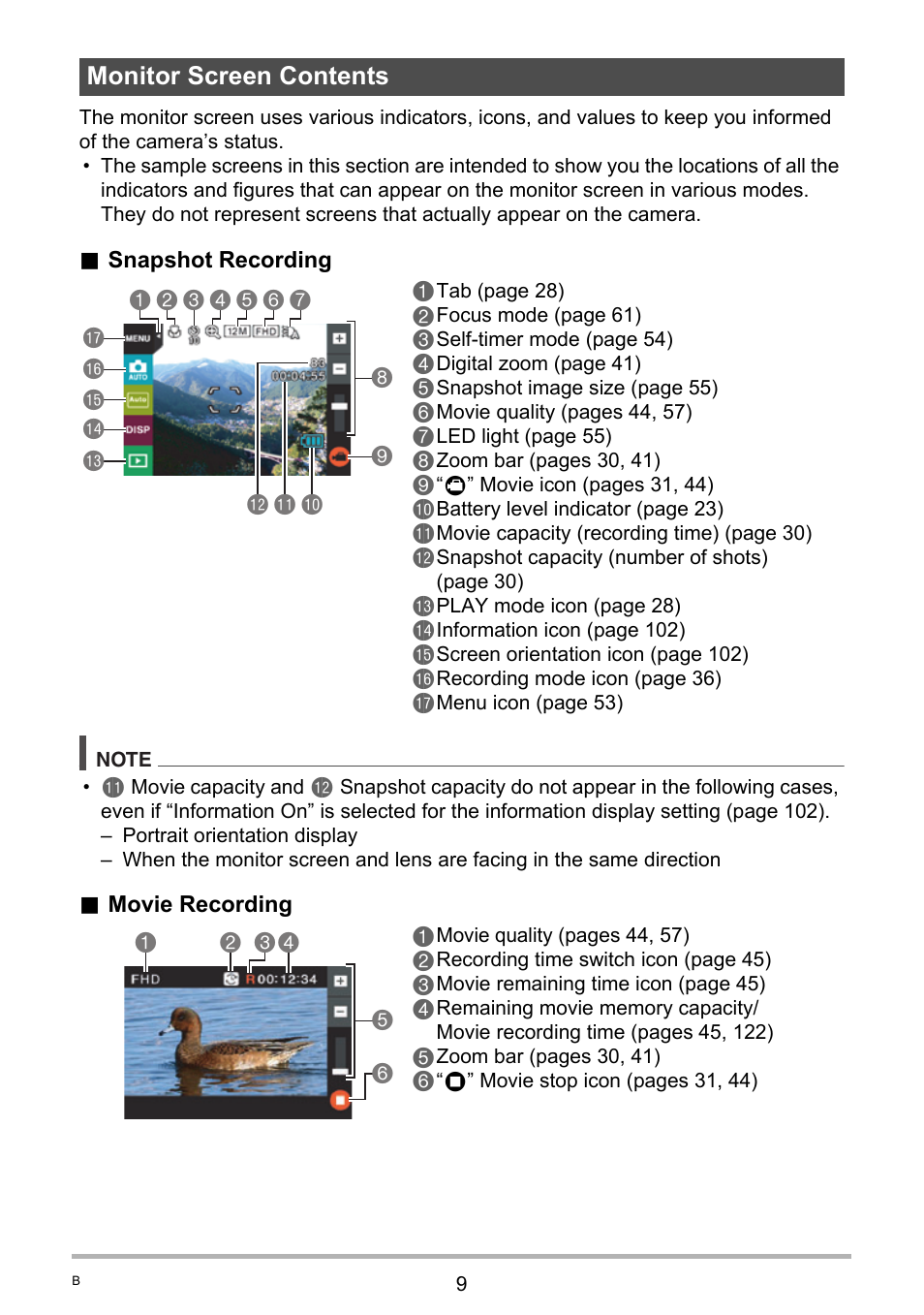 Monitor screen contents | Casio TRYX EX-TR100 User Manual | Page 9 / 127