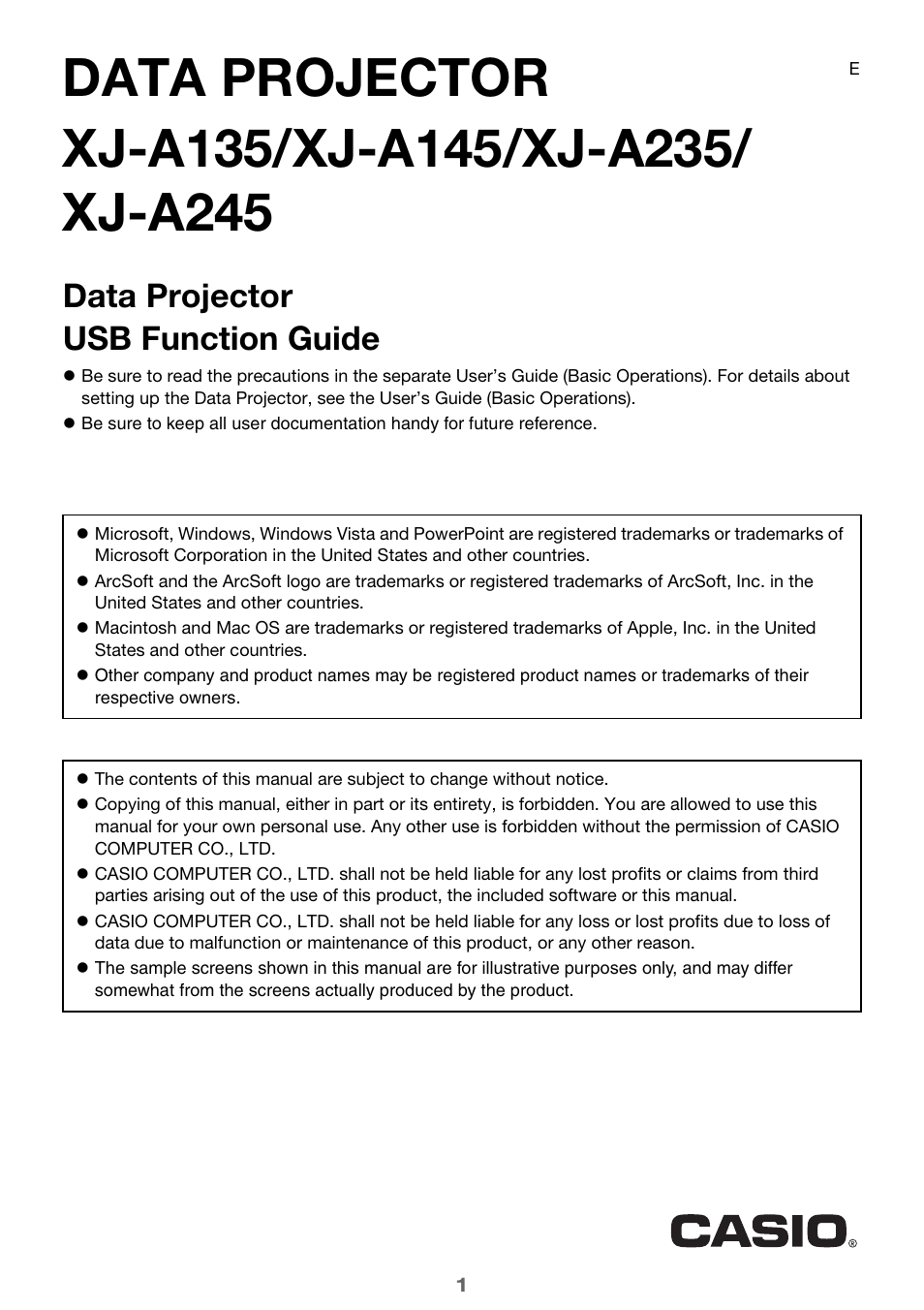 Casio XJ-A135 User Manual | 66 pages