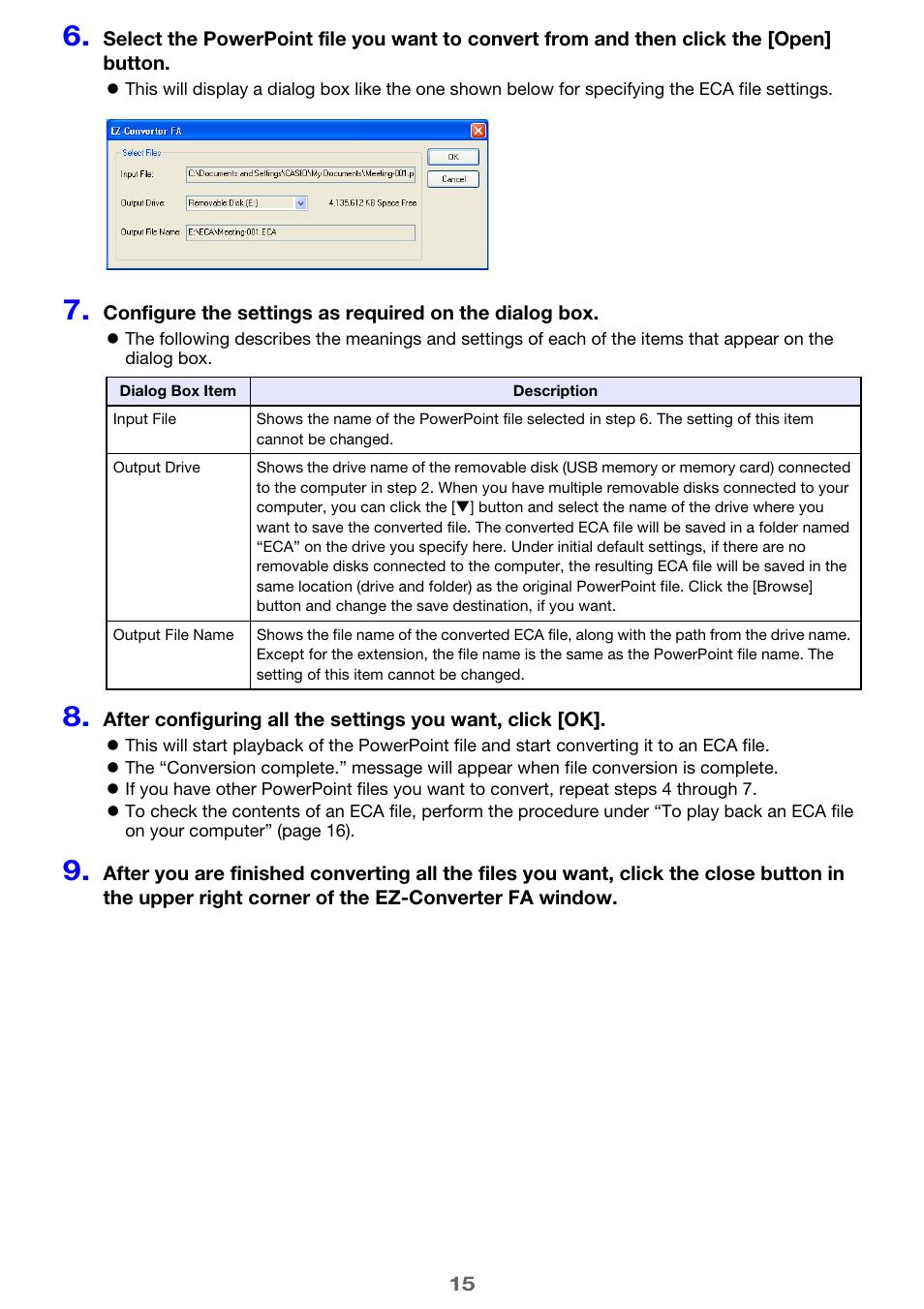 Casio XJ-A135 User Manual | Page 15 / 66