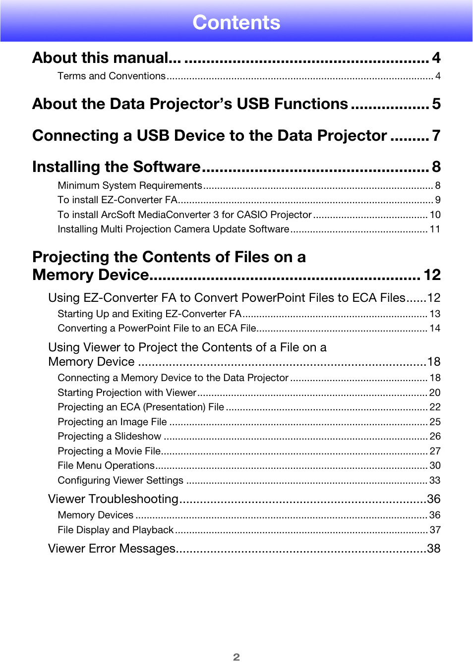 Casio XJ-A135 User Manual | Page 2 / 66