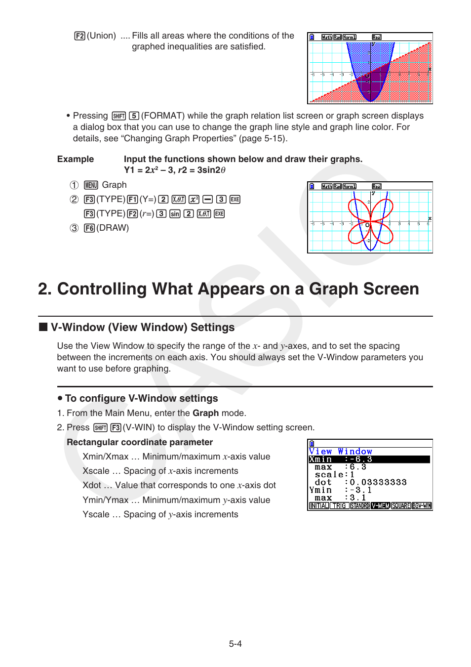 Controlling what appears on a graph screen, Controlling what appears on a graph screen -4, Casio | Casio FX-CG10 User Manual | Page 136 / 601