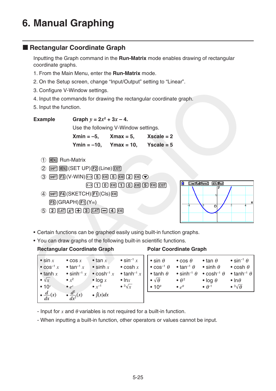 Manual graphing, Manual, Graphing | Casio, K rectangular coordinate graph | Casio FX-CG10 User Manual | Page 157 / 601