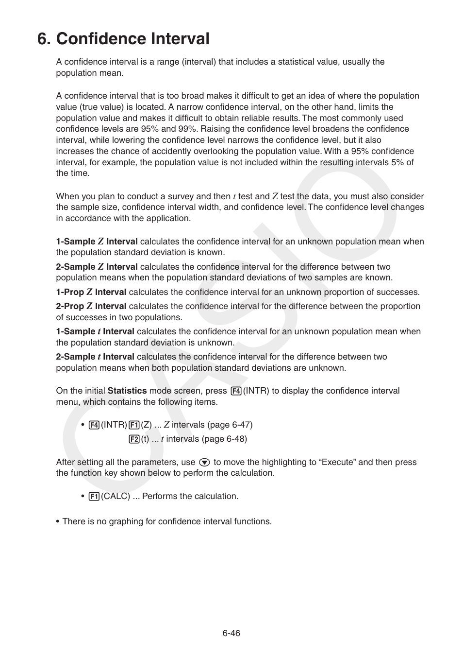 Confidence interval, Confidence, Interval | Casio | Casio FX-CG10 User Manual | Page 239 / 601