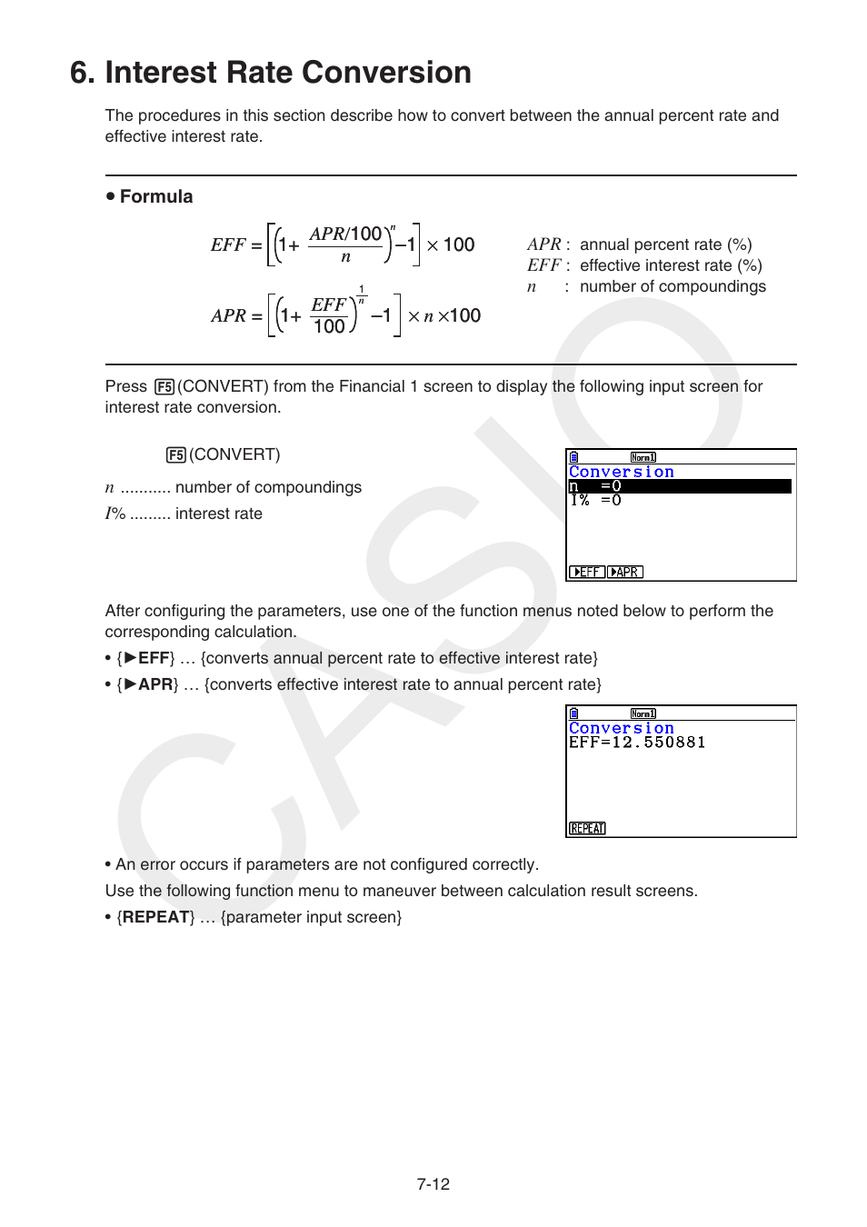 Interest rate conversion, Interest, Rate | Conversion, Casio | Casio FX-CG10 User Manual | Page 276 / 601