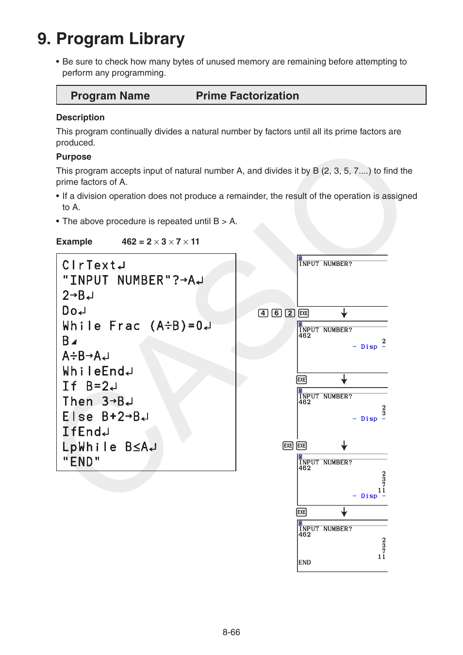 Program library, Program, Library | Casio | Casio FX-CG10 User Manual | Page 350 / 601