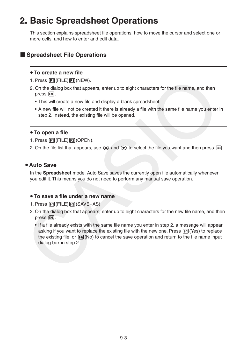 Basic spreadsheet operations, Casio, Basic spreadsheet operations -3 | Casio FX-CG10 User Manual | Page 354 / 601