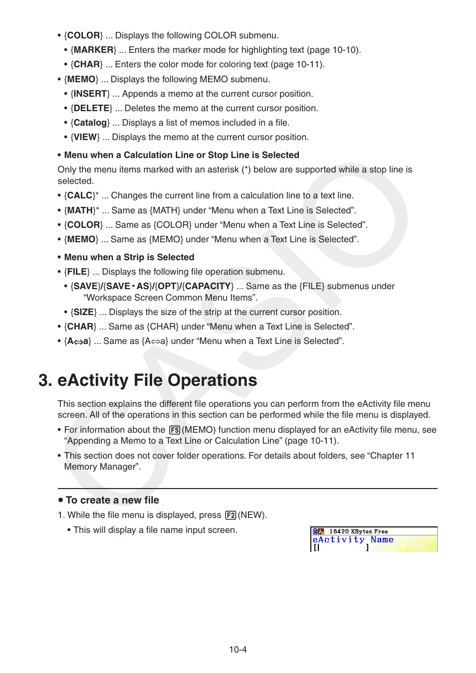 Eactivity file operations, Eactivity, File | Operations, Casio | Casio FX-CG10 User Manual | Page 391 / 601