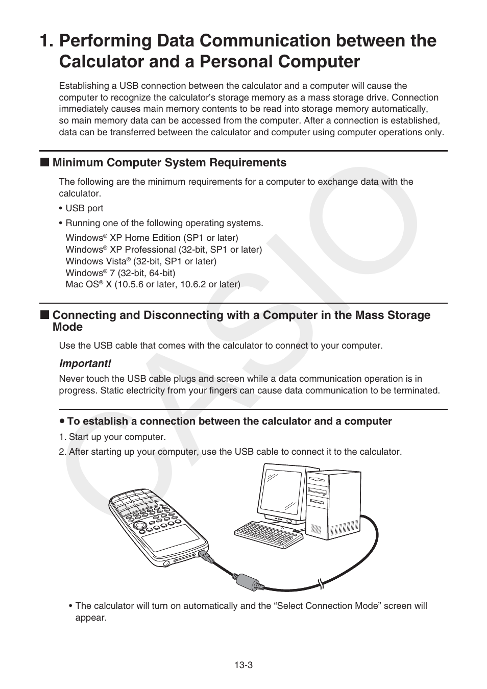 Performing data communication between, The calculator and a personal computer -3, Casio | Casio FX-CG10 User Manual | Page 434 / 601