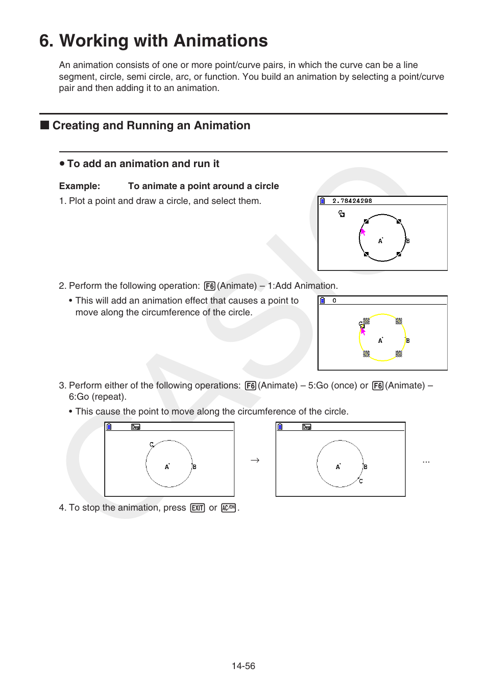 Working with animations, Working with animations -56, Casio | Casio FX-CG10 User Manual | Page 503 / 601