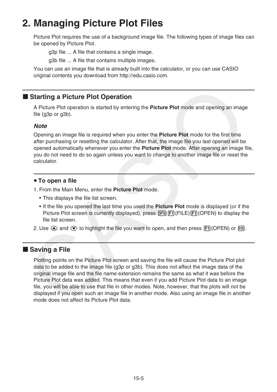 Managing picture plot files, Managing picture plot files -5, Casio | Casio FX-CG10 User Manual | Page 516 / 601