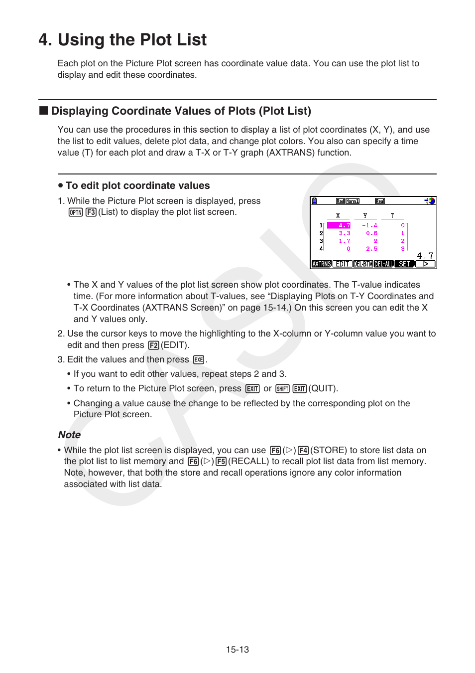 Using the plot list, Using the plot list -13, Casio | Casio FX-CG10 User Manual | Page 524 / 601