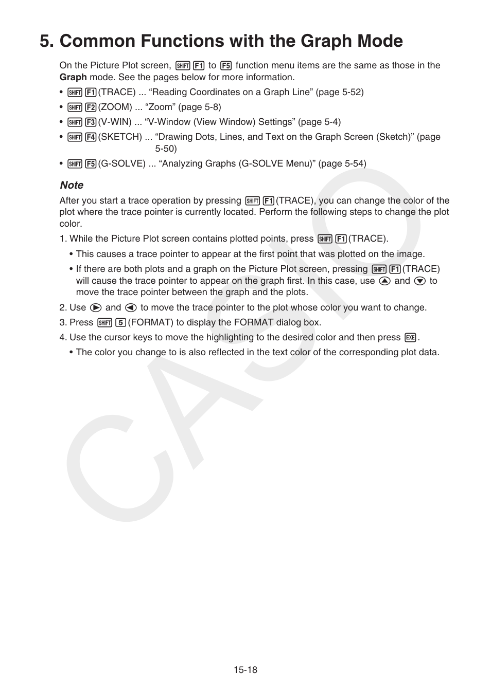 Common functions with the graph mode, Common functions with the graph mode -18, Casio | Casio FX-CG10 User Manual | Page 529 / 601