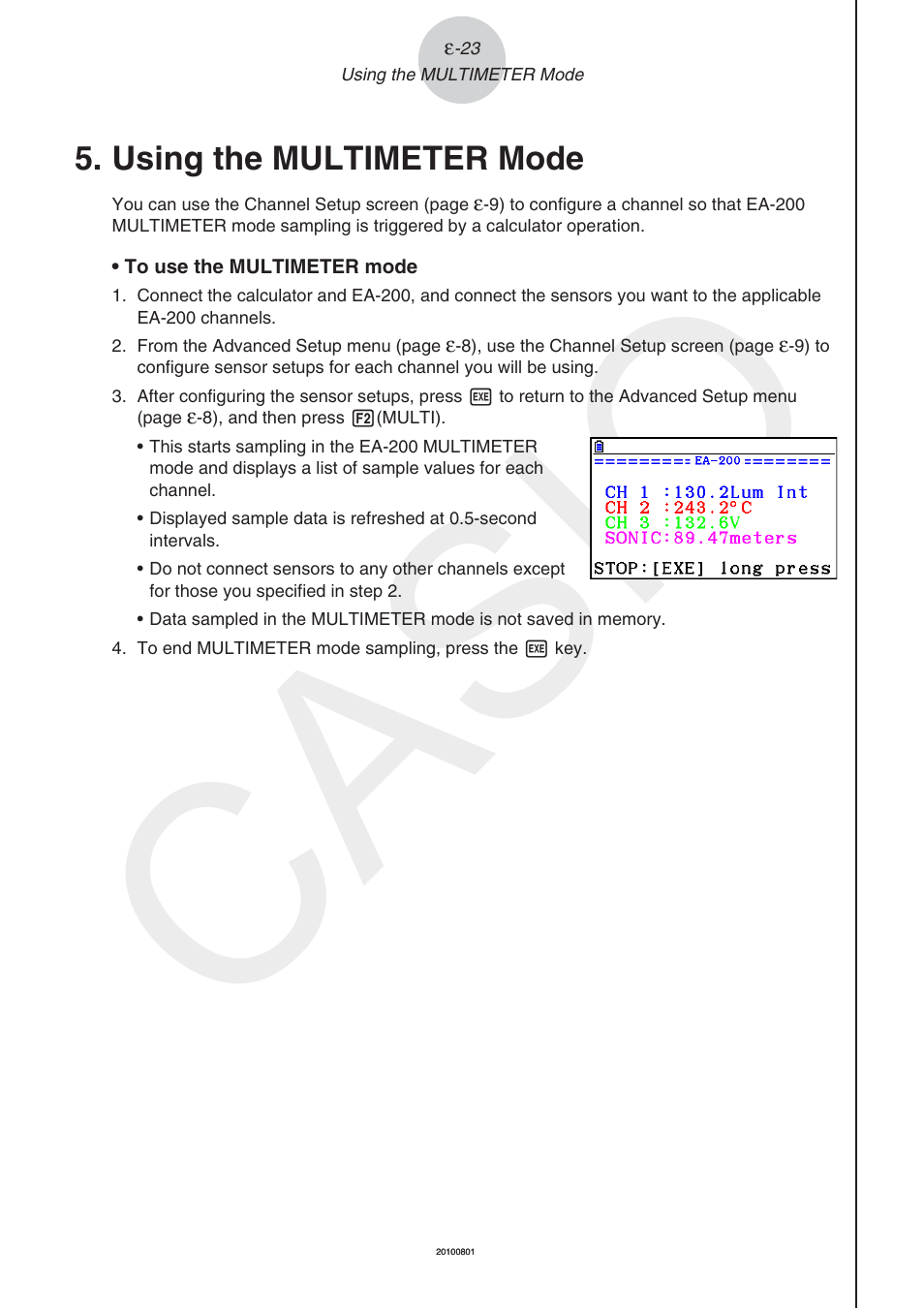 Using the multimeter mode, Casio | Casio FX-CG10 User Manual | Page 568 / 601