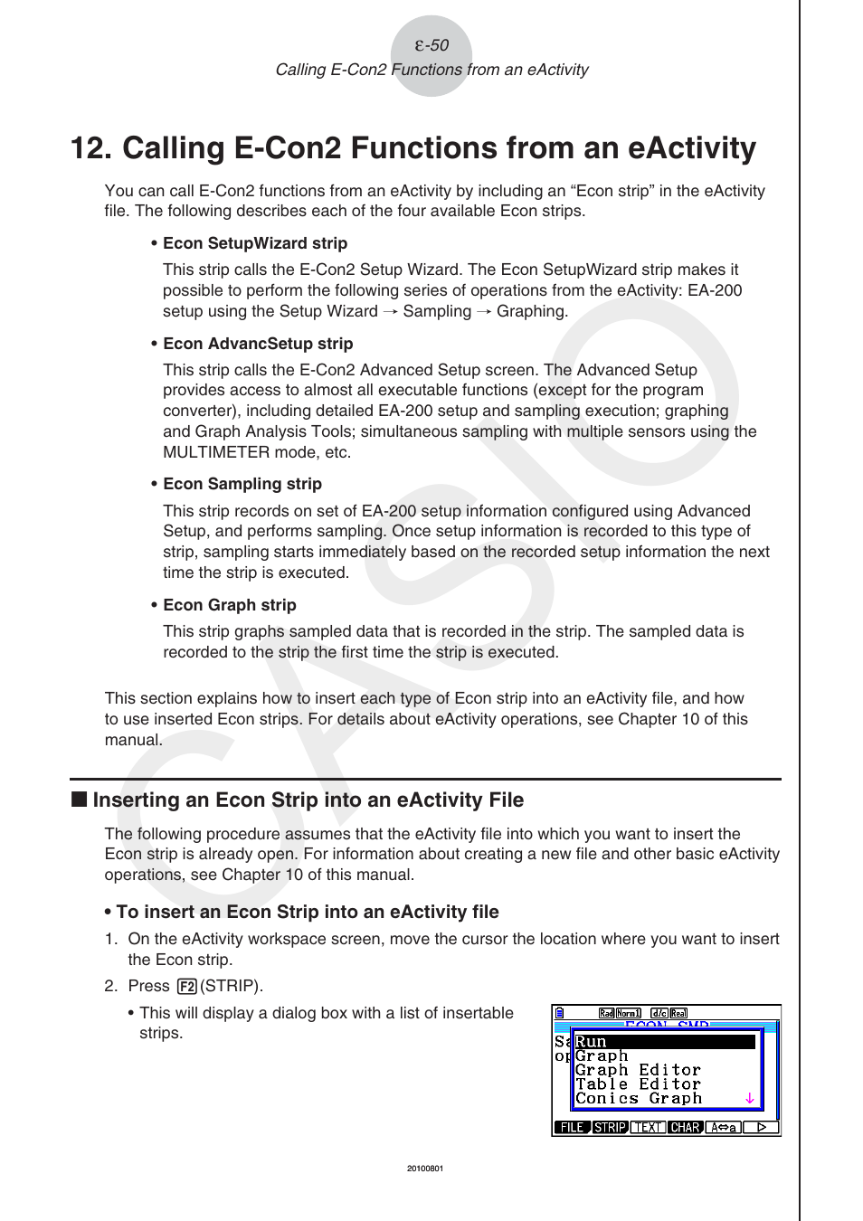 Calling e-con2 functions from an eactivity, Casio | Casio FX-CG10 User Manual | Page 595 / 601