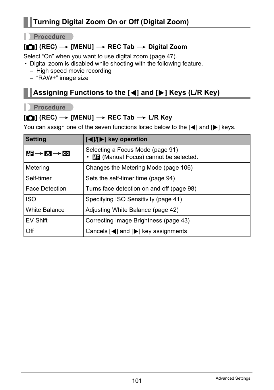 Turning digital zoom on or off (digital zoom) | Casio EXILIM EX-FH100 User Manual | Page 101 / 203