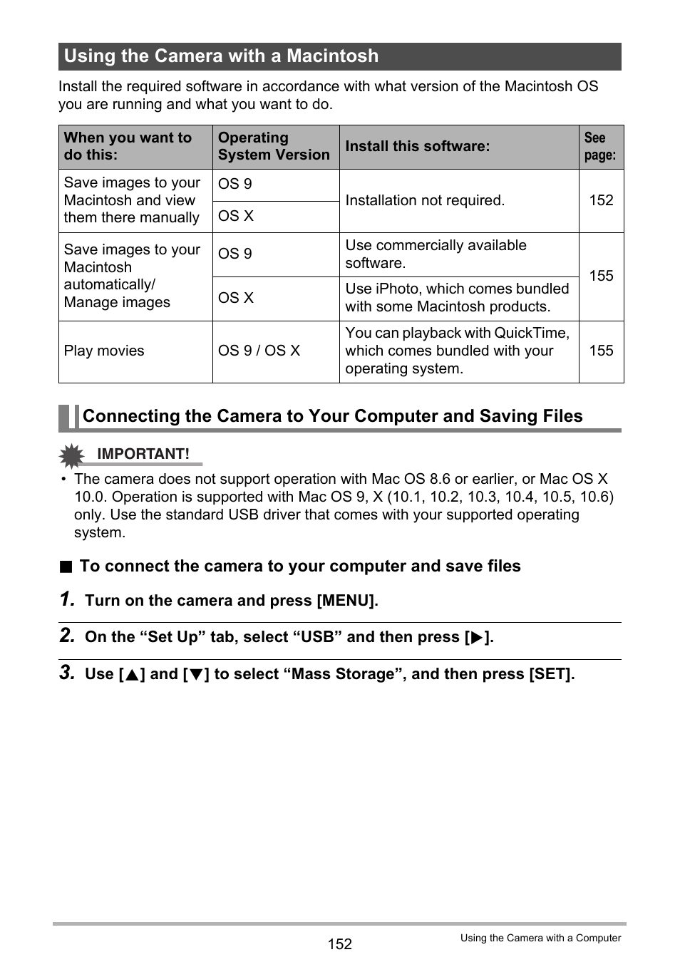 Using the camera with a macintosh | Casio EXILIM EX-FH100 User Manual | Page 152 / 203