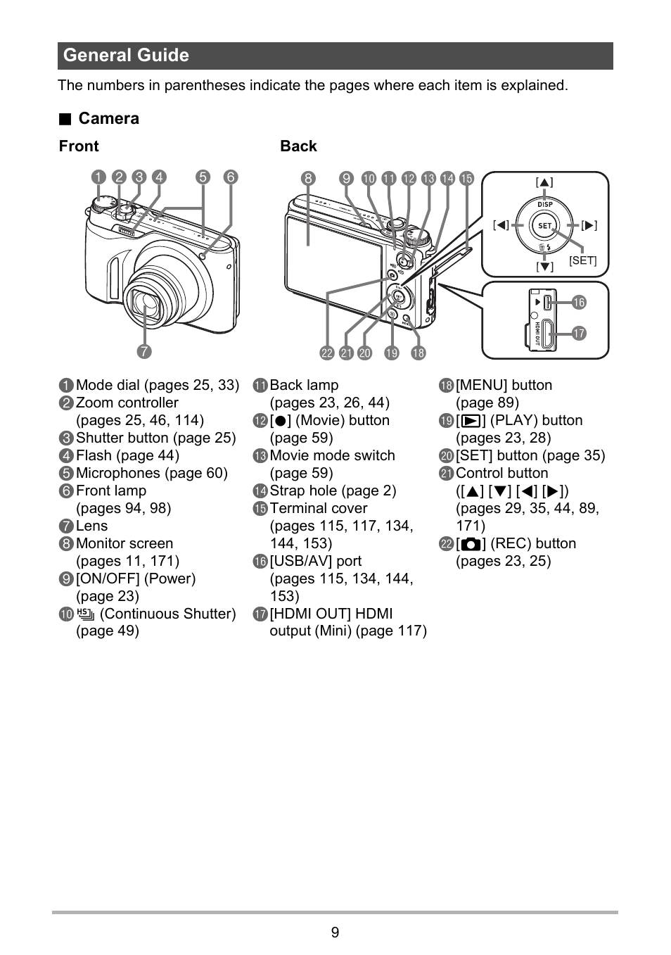 General guide | Casio EXILIM EX-FH100 User Manual | Page 9 / 203