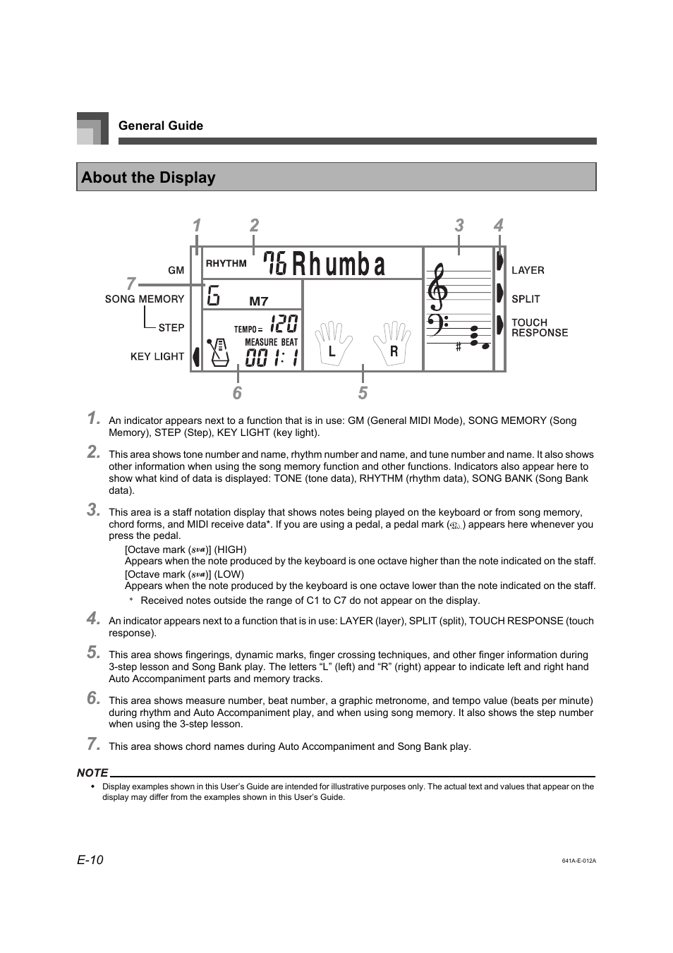 About the display | Casio Adaptor User Manual | Page 12 / 33