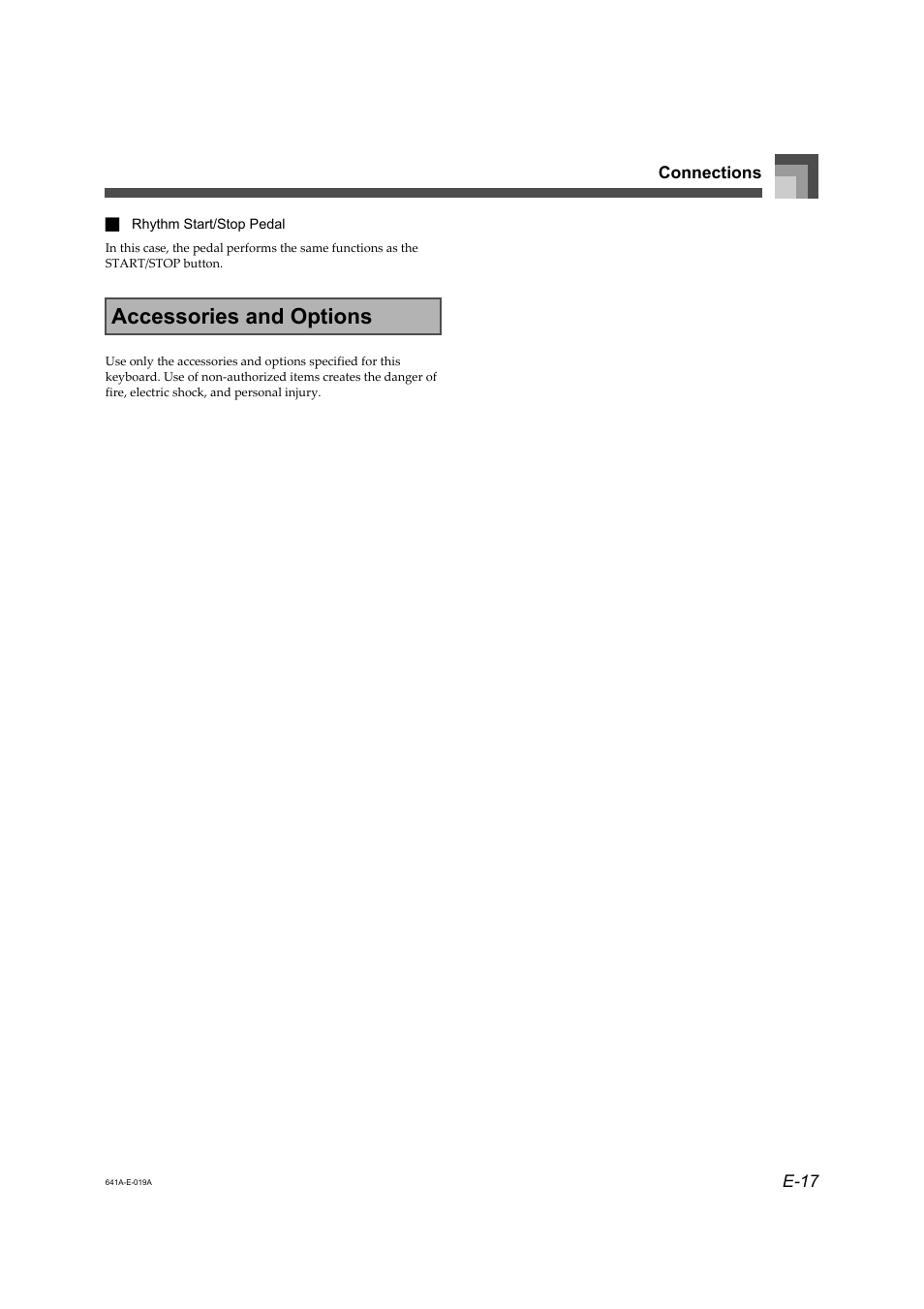 Accessories and options | Casio Adaptor User Manual | Page 19 / 33