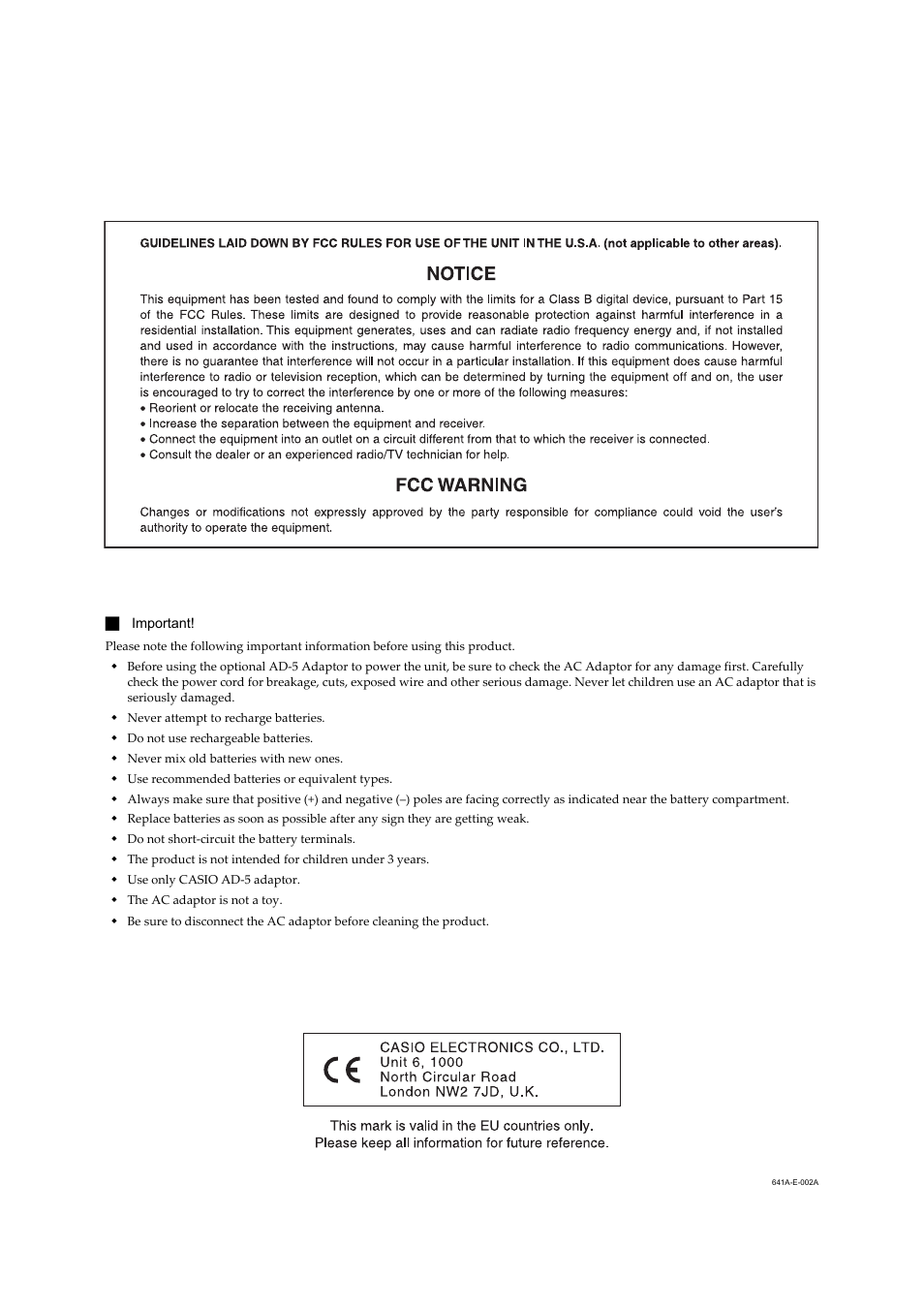 Casio Adaptor User Manual | Page 2 / 33