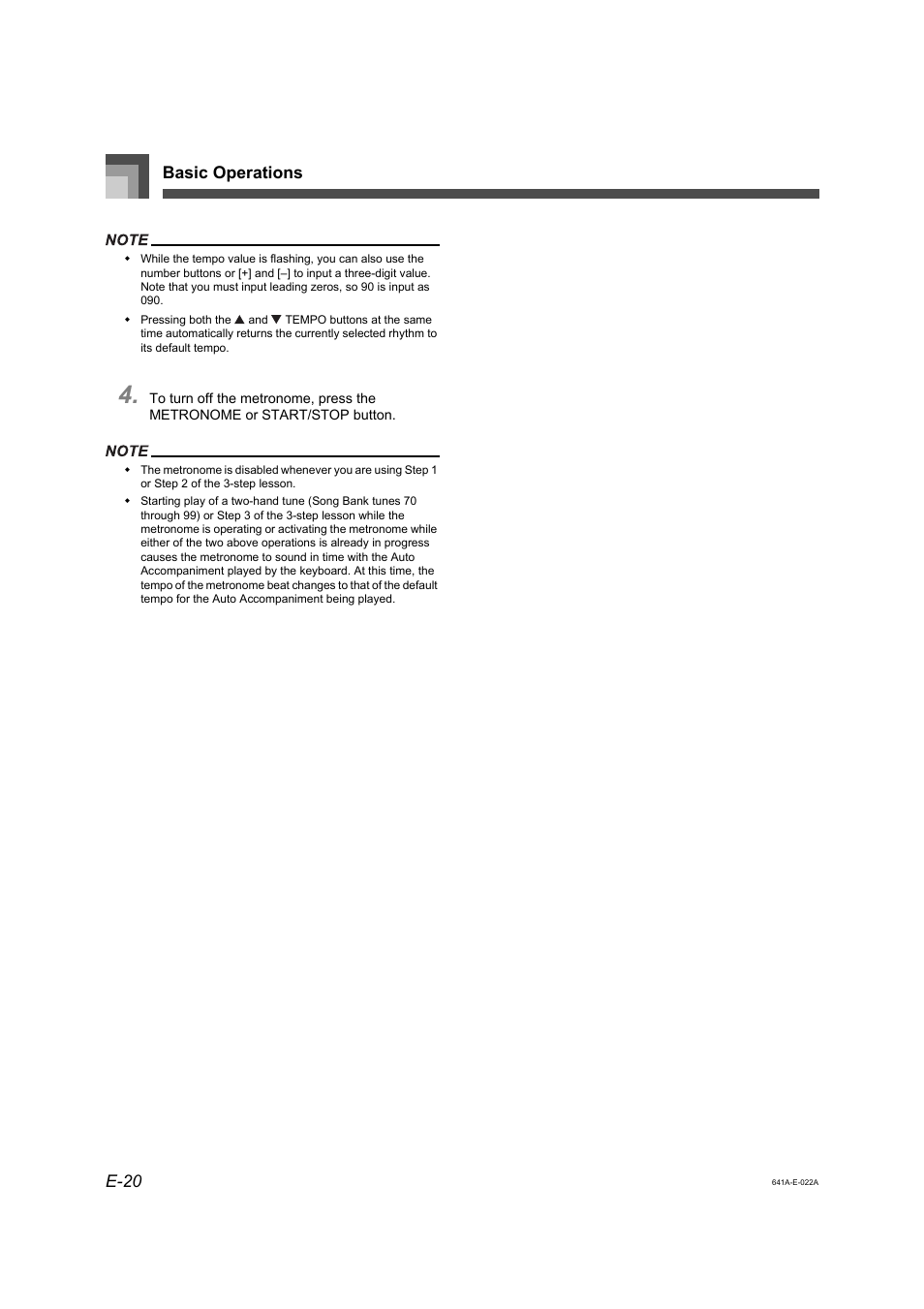 Basic operations e-20 | Casio Adaptor User Manual | Page 22 / 33