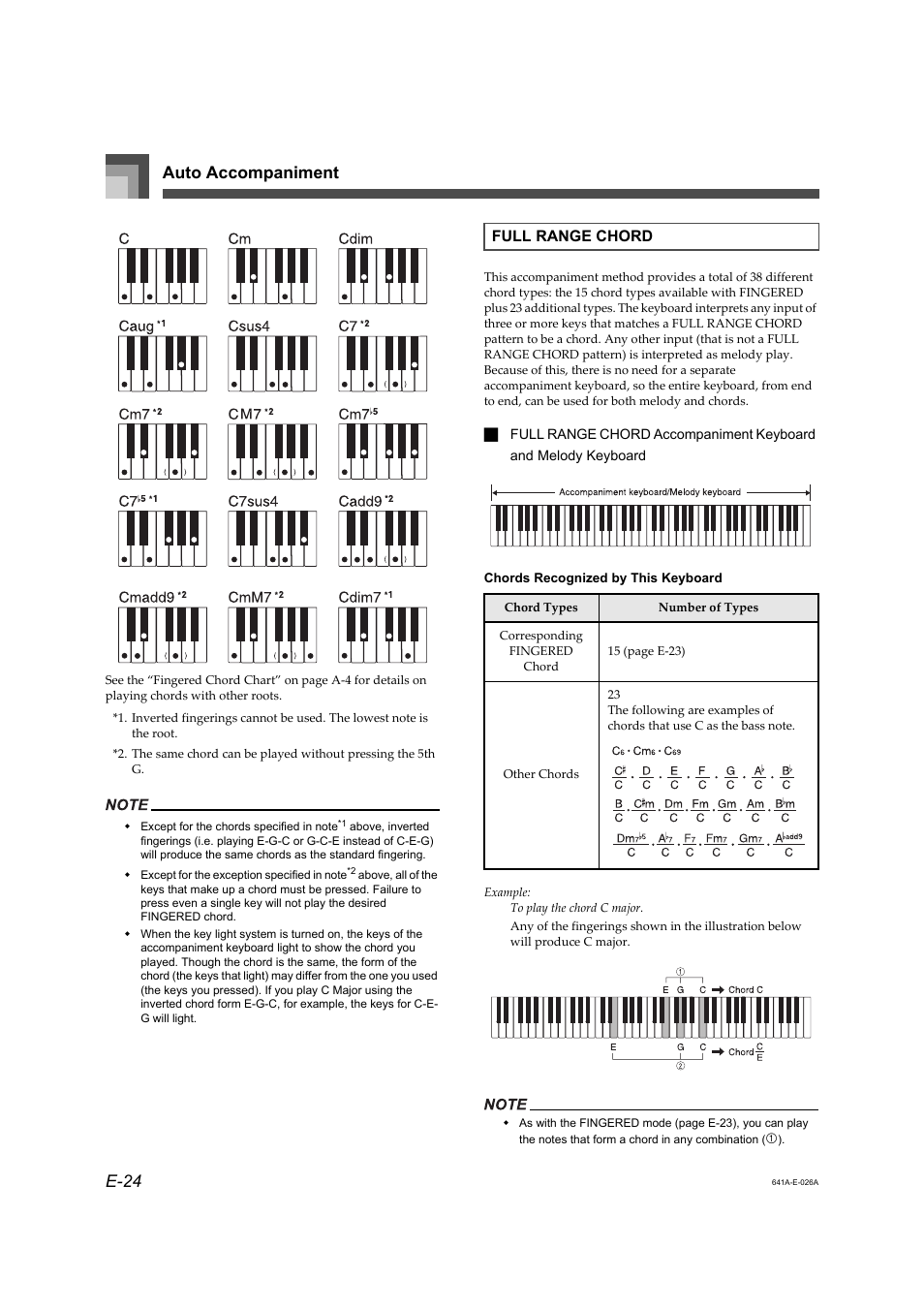 Auto accompaniment e-24 | Casio Adaptor User Manual | Page 26 / 33