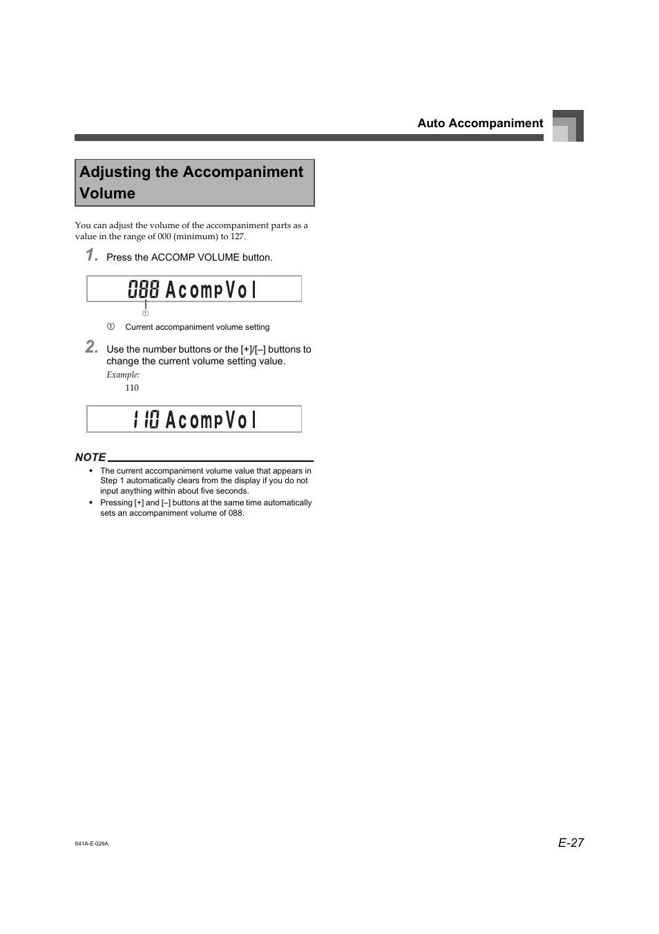 Adjusting the accompaniment volume | Casio Adaptor User Manual | Page 29 / 33