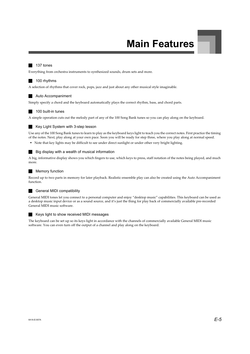 Main features | Casio Adaptor User Manual | Page 7 / 33