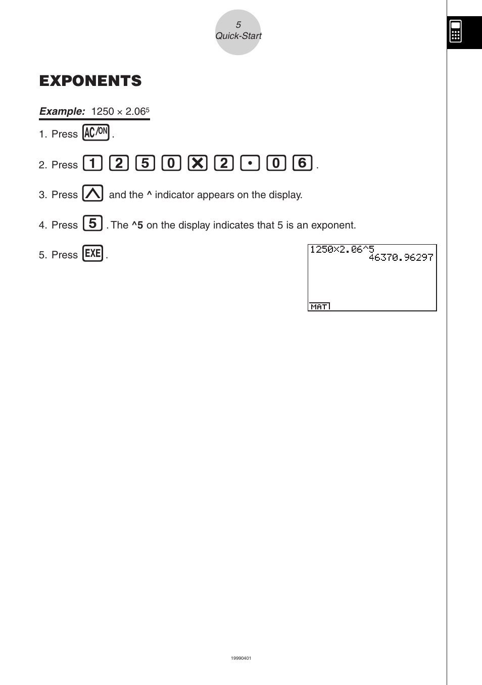Bcfa*c.ag, Exponents | Casio ALGEBRA FX User Manual | Page 10 / 24