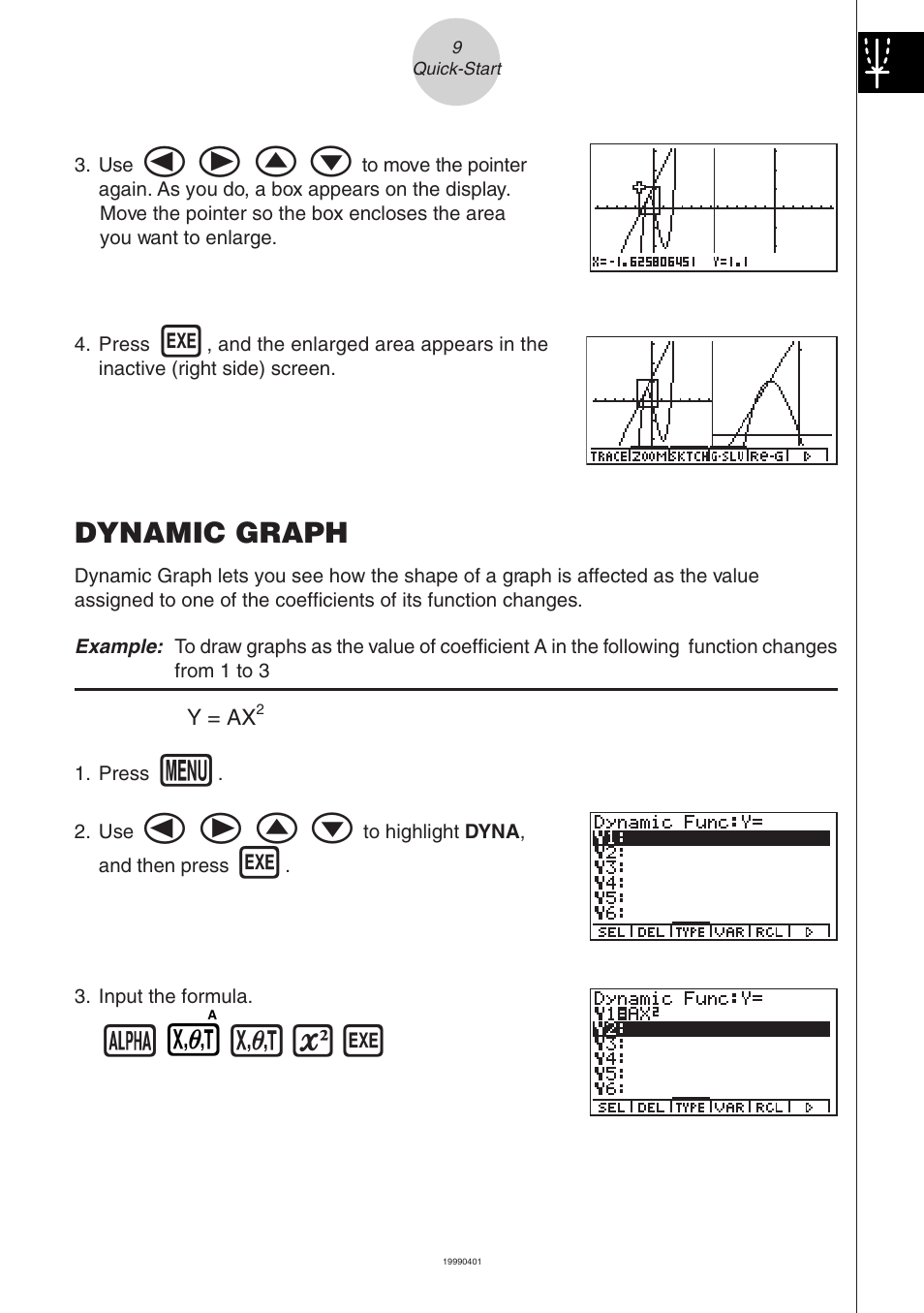 Dynamic graph | Casio ALGEBRA FX User Manual | Page 14 / 24