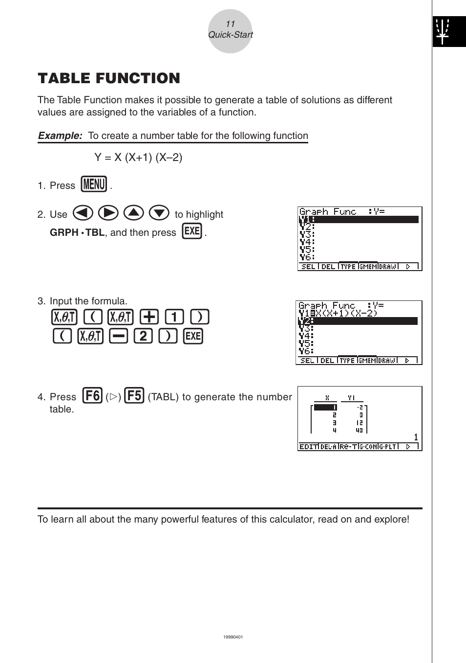 Defc, V(v+b) ( v-c)w, Table function | Casio ALGEBRA FX User Manual | Page 16 / 24