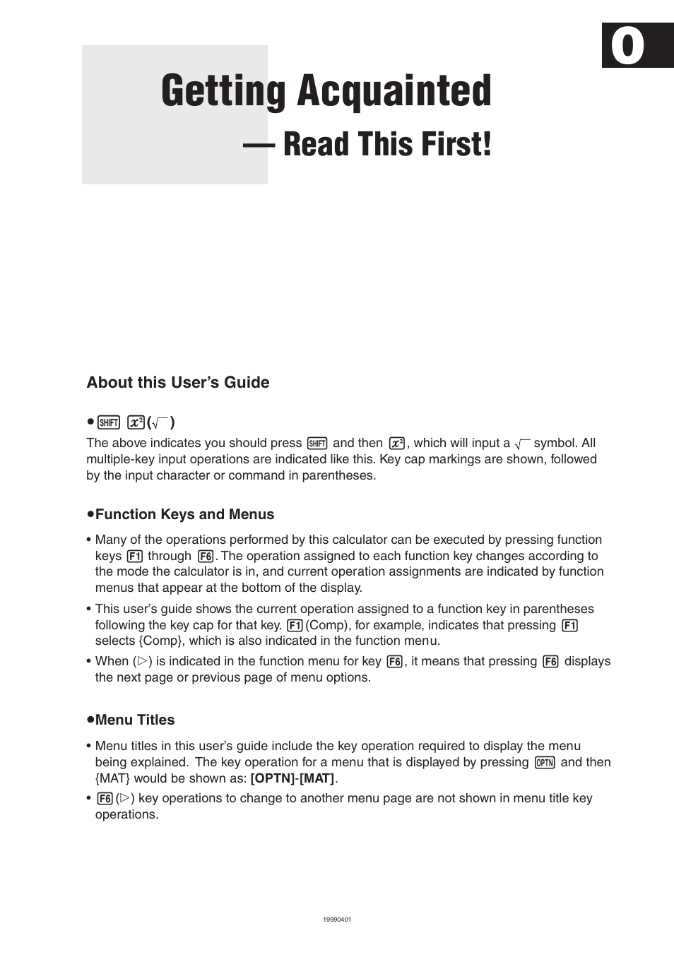 Getting acquainted, Read this first | Casio ALGEBRA FX User Manual | Page 23 / 24