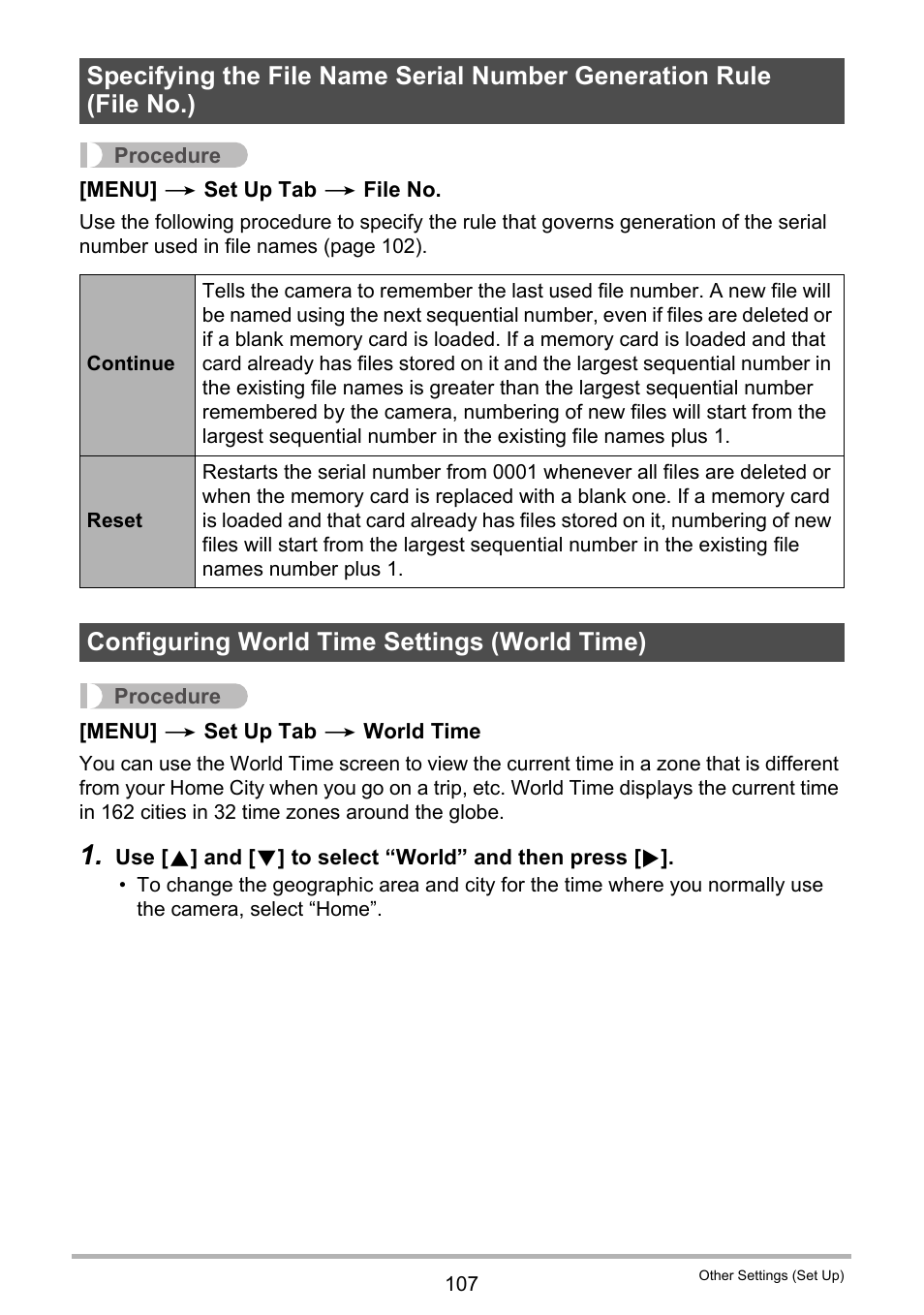 Configuring world time settings (world time) | Casio EXILIM EX-Z35 User Manual | Page 107 / 143